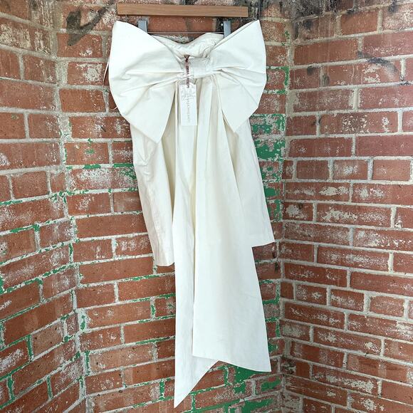 LoveShackFancy Rhoswen Bridal Bow Mini Dress Cloud Danger White - Picture 3 of 6